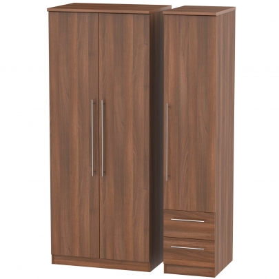 Welcome Furniture - Sherwood - Triple Plain 2Drw Wardrobe - Multiple colours available - White