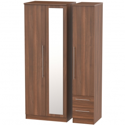 Welcome Furniture - Sherwood - Tall Triple Mirror 2Drw Wardrobe - Multiple colours available - White