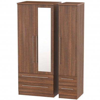 Welcome Furniture - Sherwood - Triple 4Drw Mirror Wardrobe - Multiple colours available - White