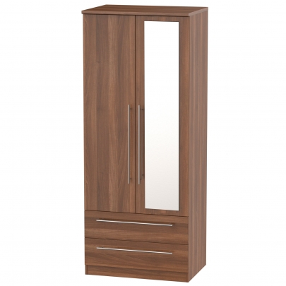 Welcome Furniture - Sherwood - 2Drw Mirror Wardrobe - Multiple colours available - White